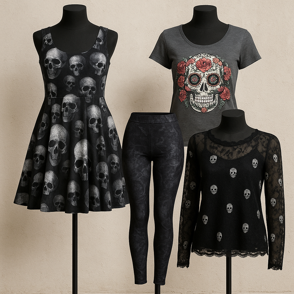 Ropa y accesorios con calaveras para mujer